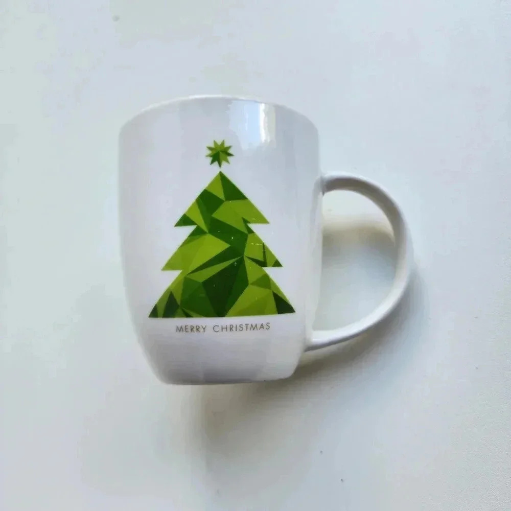 Crofton Christmas Merry Christmas Tree Holiday Cup Coffee Mug White Green